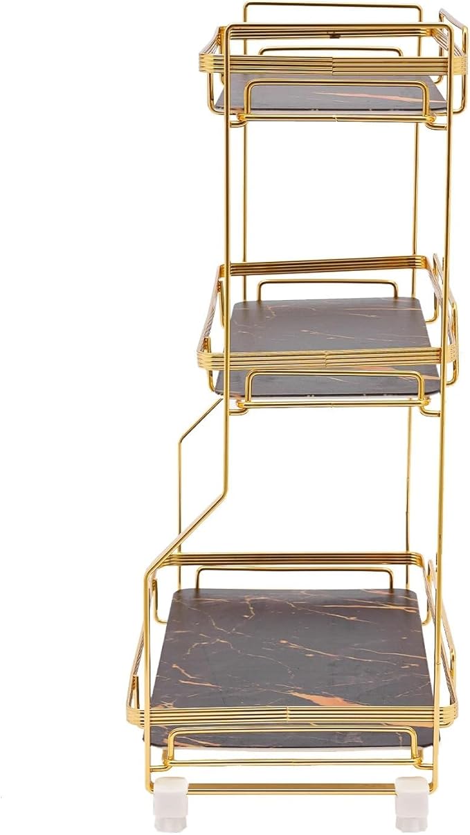 Bathroom Countertop Organizer, Gold Cosmetics Perfume Storage Display Rack Bathroom Counter Organizer for Small Spaces Skincare Makeup