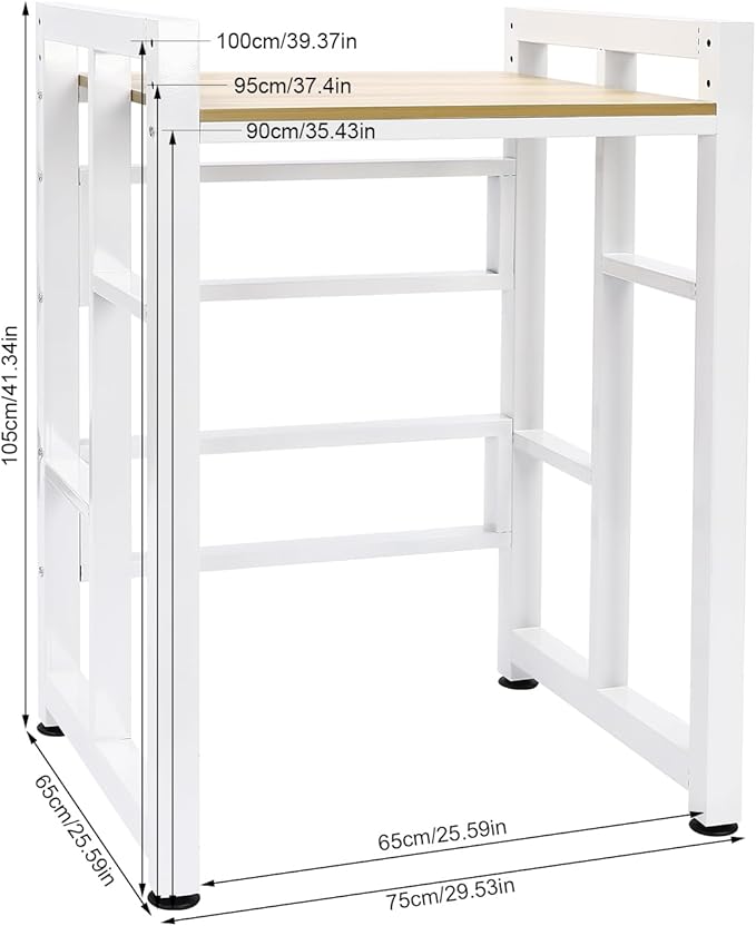 Washer Dryer Stacking Rack Stand, Heavy Duty Washer&Dryer Storage Shelves, Space Saver Stackable Storage Shelf for Laundry Room Apartments Bedrooms (White, Light Walnut)