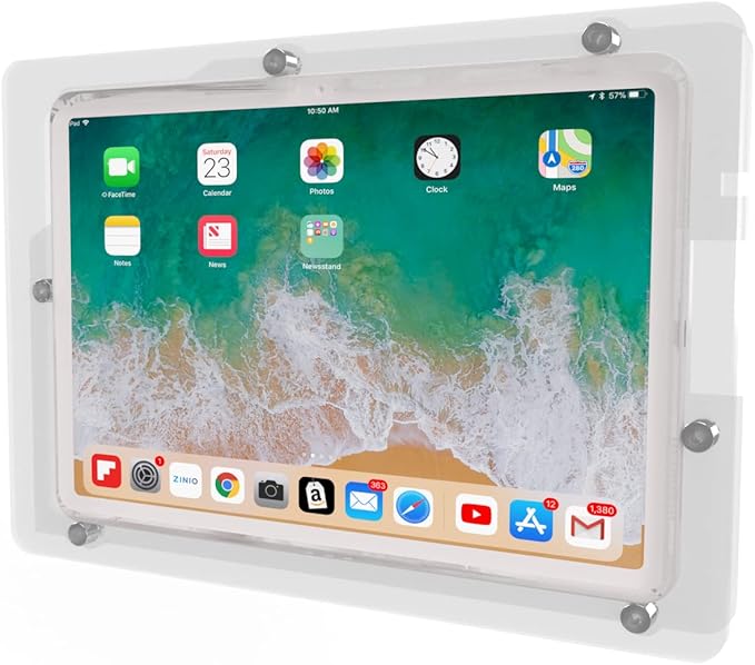 TABcare Anti-Theft Acrylic VESA Enclosure for Apple iPad 10 10.9" 2022, iPad 11" 2025 A16 with Free Wall Mount Kit & 90-Degree Angle USB C Charge Cable (Clear)