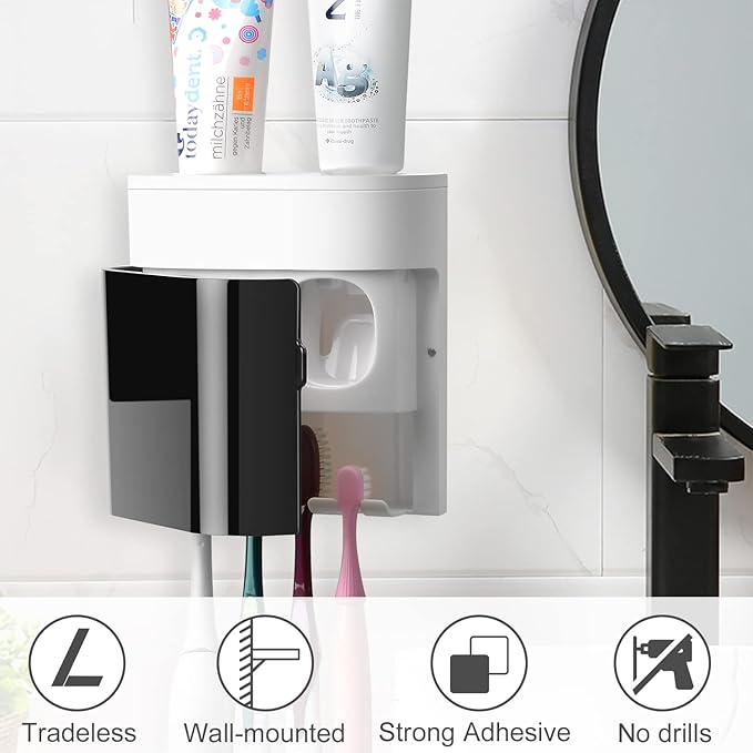 Replacement Adhesive Strip for Black Blue Toothbrush Holder Toothpaste Dispenser Wall Mounted (2 PCS)