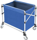 Commercial Laundry Cart with Wheels,Folding Laundry Hamper Cart,Heavy Duty Rolling Basket with Large Capacity, Sorter Trolley for Home Hotel Apartment (Blue, 34.25 * 20.47 * 30.7in)