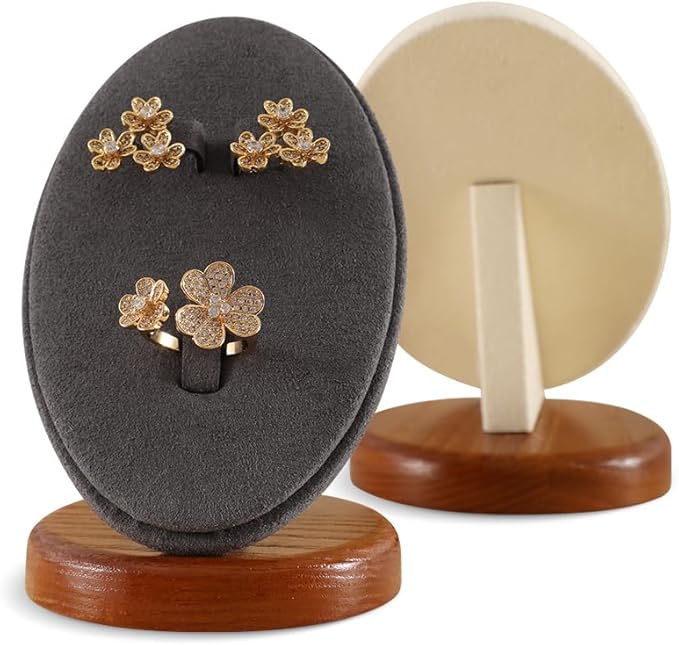 Ring Holder, Jewelry Display for Vendors,Wooden Earring Display,Premium Jewelry Holder,Luxury Earring Stand,Beige Small Jewelry Stand