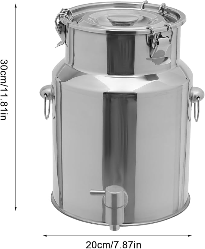 Milk Can Barrel Stainless Steel Beverage Drink Dispenser Large Capacity Storage Bucket Container with Faucet and Handles for Milk Coffee Wine Oil Rice Cereals Water (7.25L/1.915Gal)