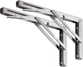 YUMORE Folding Shelf Brackets 16 Inch, Max Load: 330lb Heavy Duty Stainless Steel Collapsible Shelf Bracket for Table Work Bench, Space Saving DIY Bracket, Pack of 2
