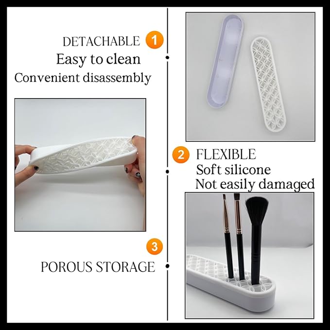 TANG SONG 1 PC Silicone Make up Brush Holder Cosmetic Storage Box Desktop Organizers (Gray)