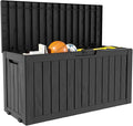 75 Gallon Deck Box, Resin Outdoor Indoor Waterproof Storage Box, Lockable Storage Box With Handle for Patio Furniture - Garden Tools - Swimming Pool Tools UV-Resistant, Black