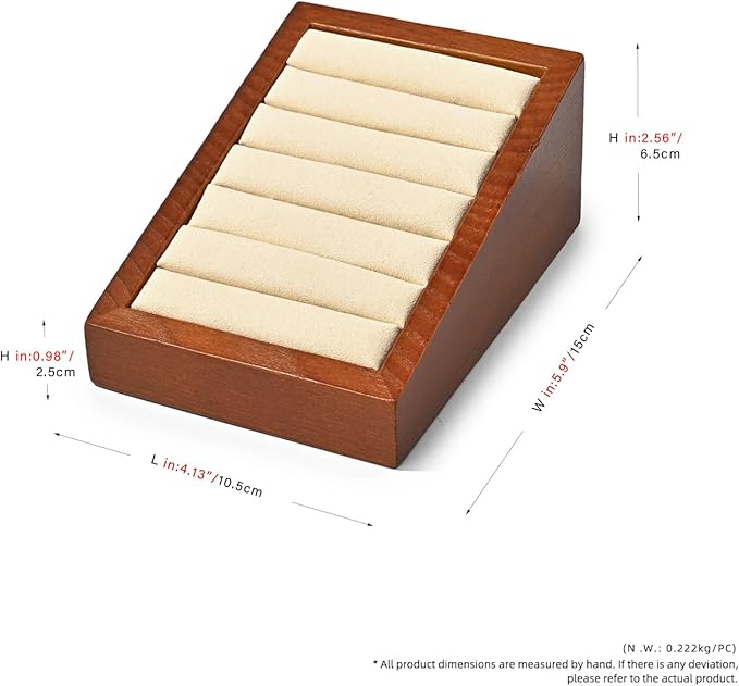 Oirlv Solid Wood Ring Tray Display Stand Slotted Jewelry Ring Showcase Display Jewelry Organizer for Trade Showcase(Creamy-white)