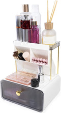 3-Tier Bathroom Makeup Organizers and Storage, Makeup Vanity Organizer, Bathroom Countertop Organizer, Makeup Brush Holder, Desk, Perfume, Cosmetic, Office, Nailpolish, Jewelry and Skincare Organizers