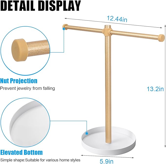 Necklace Stand Aesthetic Necklace Holder: 12.9" Glod Metal Necklace Organizer for Home Decor