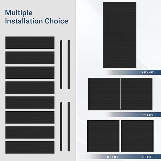 Slatwall Panel 8 FT x 4 FT, Interlocking Slat Wall Paneling, Wall Mounted PVC Wallpanel, Suitable for Garage Storage and Organizer, Slatwall Board, Shelves - Black