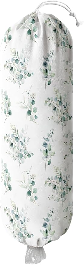 Plastic Bag Holder Wall Mount Grocery Bag Holder for Plastic Bags Organizer for Kitchen,Cute Cat Home Kitchen Decor Gifts for Women(Eucalyptus Leaves)