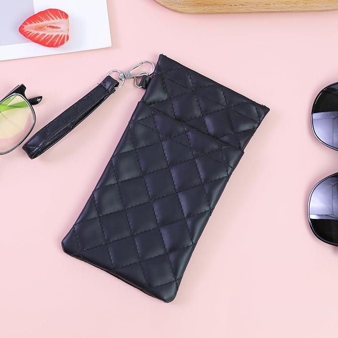 Double Eyeglass Case Soft Dual Glasses Case for Women Men Travel Squeeze Top Sunglasses Cases Eyeglasses Pouch