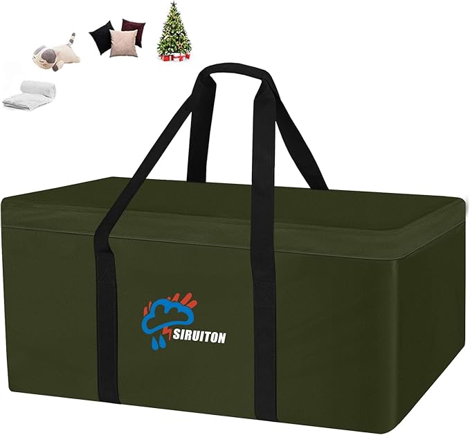 SIRUITON 69”L x 29.5”W x 21.6”H Outdoor Cushion Storage Bag,Patio Furniture Cushion Storage Bag,Heavy Duty 600D Oxford Garden Cushion Storage Covers, Waterproof 9FT Christmas Tree Storage Bags.