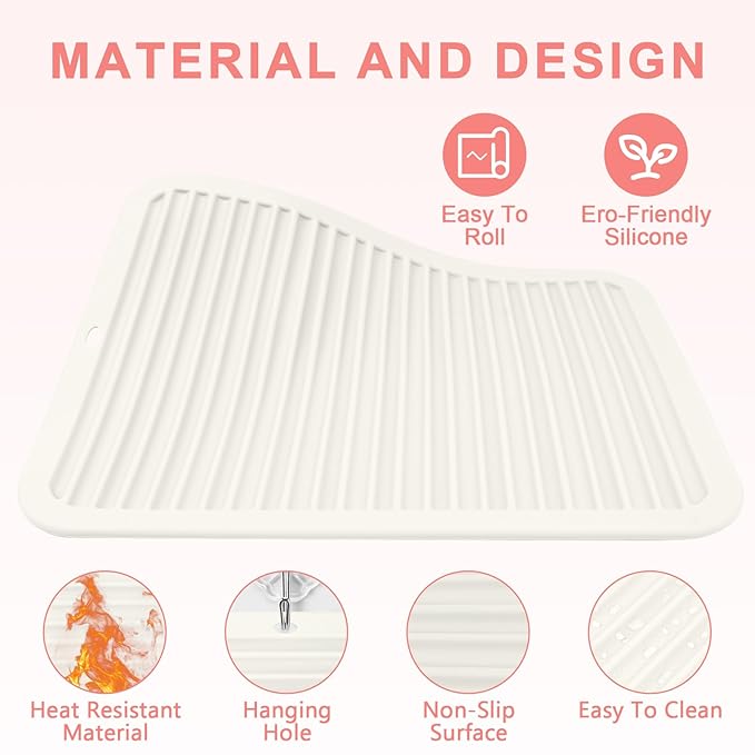 AMIJEAL Oversize Silicone Heat Resistant Mat for Hair Tools, Curling Iron Flat Iron Hair Straightener Holder Mat, Portable Hot Tools Sleeve Pad for Travel Vanity Salon(14.2" x 11.0")