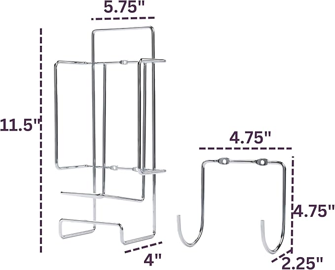 JERDON Ironing Board Holder and Iron Caddy - Stainless Steel Iron Holder with Hook - J525C