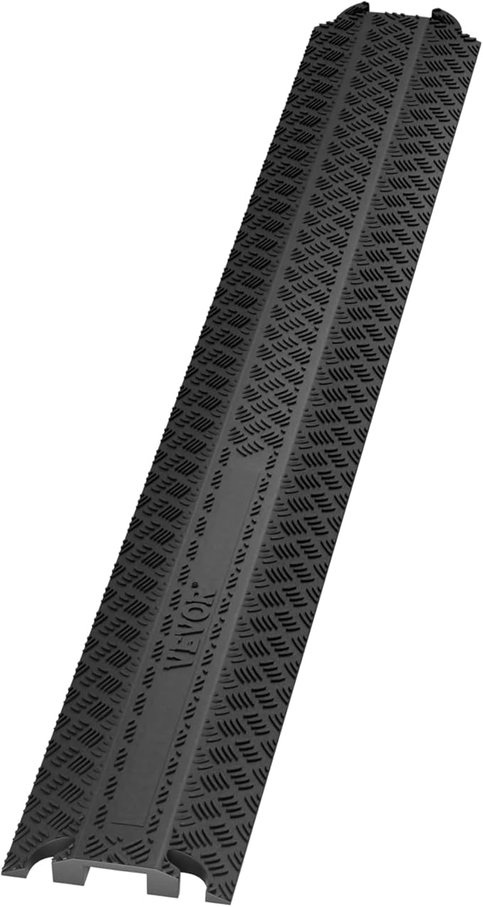 VEVOR Thermoplastic Rubber Drop Over Cable Cover Ramp, 2,000 lbs/axle Load Capacity, Heavy Duty TPR Cable Hose Protector Ramp, Floor Cord Cover for High Walking Traffic Areas Home Office Warehouse