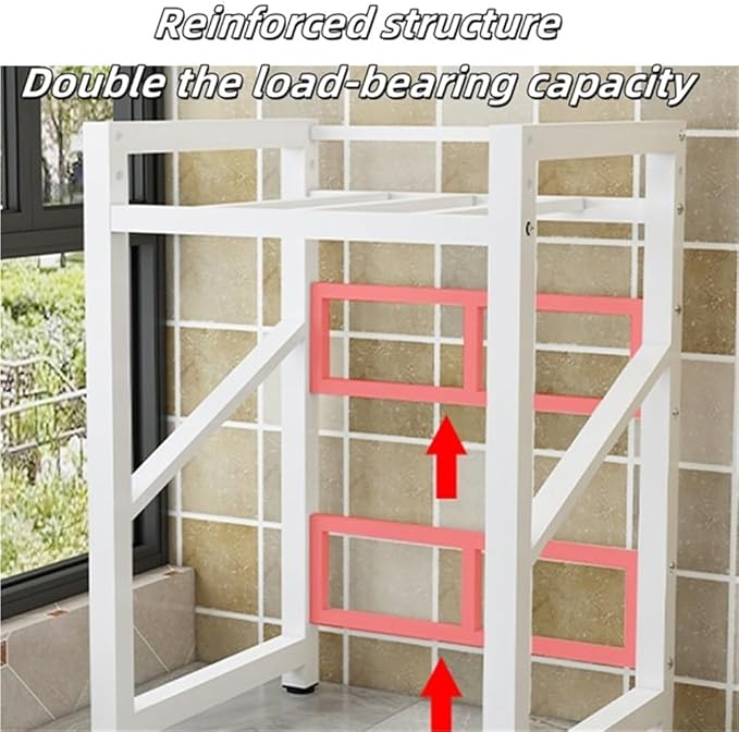 Over Washer and Dryer Storage Rack with Shelves, Freestanding Laundry Room Shelf Unit, Gap Shelf Laundry Stand, Space-Saving Organizer for Laundry Room(White)