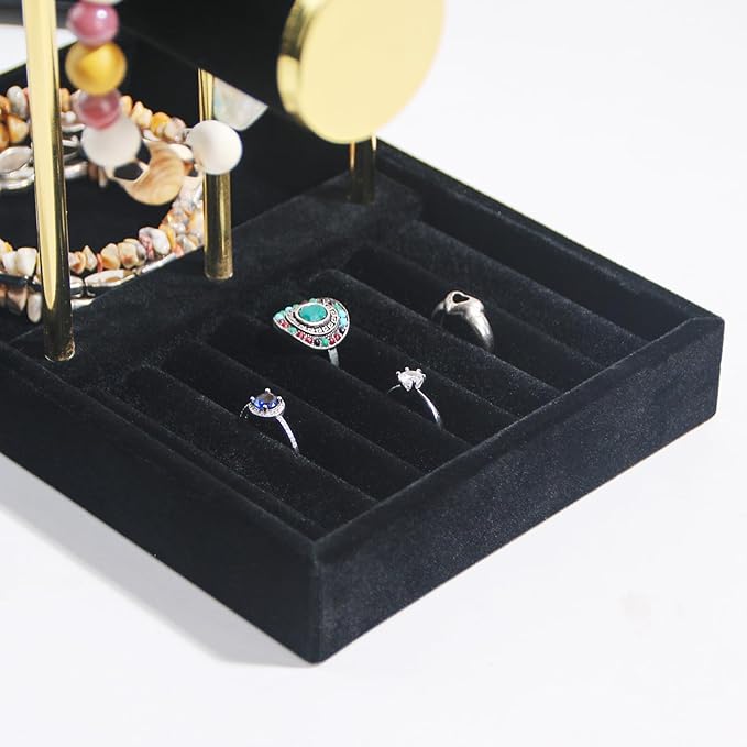 Bracelet Holder, 3 Tier Bracelet Display Holder, Detachable Velvet Jewelry Holder Organizer for Necklace, Watches, Bangle, Scrunchie (Black，3 Tier)