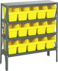 Quantum Storage Systems 1839-SB804YL Solid Heavy Duty 4 Shelves 15 STORE-MAX Yellow Bins 39" H x 36" W x 18" D