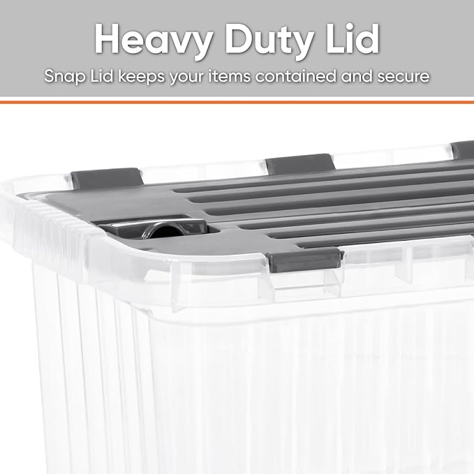 Superio Storage Bins with Lids- Clear Boxes for Organizing, Stackable Plastic Containers- BPA Free, Non-Toxic, Odor Free, Organizer for Home, Office, Dorm, 53 Quart (6 Pack, 20.25"x14"x14.6")