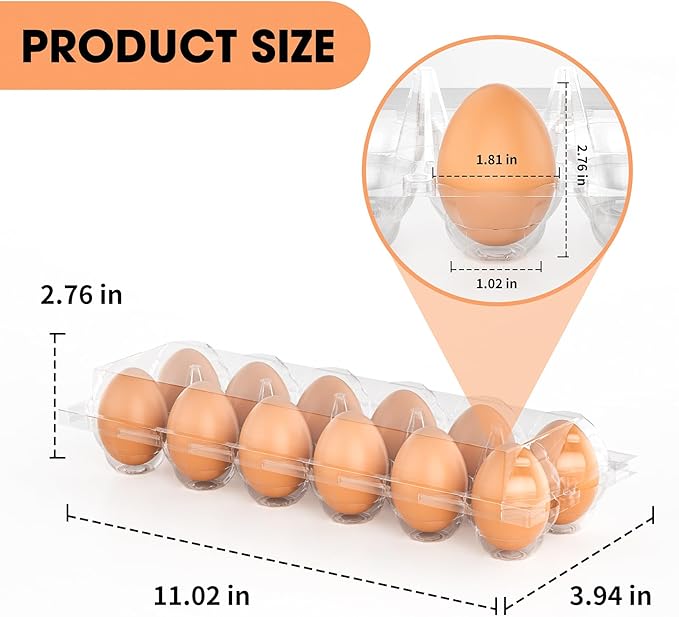 EVANCENT Egg Cartons Cheap Bulk 48 Pack, 1 Dozen Plastic Egg Carton for Refrigerator, Reusable Egg Container holders for Storing, Sharing, Selling, Clear Tray for Home Ranch Farm Market-2x6 Grids