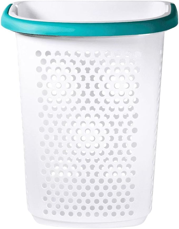 Heavy-Duty Plastic Wheeled Rolling Laundry Basket with Pop-Up Wide Handle, Ventilated Design, Easy to Clean, Spacious 70.52 Liters (2 Bushel), Large Capacity for Families, Dormitories, Laundry Rooms