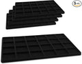 Novel Box 5 Pack 24-Slot Black Liner Jewelry Storage Tray Inserts 14.75x8.25x1 Inches - Jewelry Organizer Pad for Drawers & Store Displays - Jewelry Display Pads for Rings Earrings & Pendants