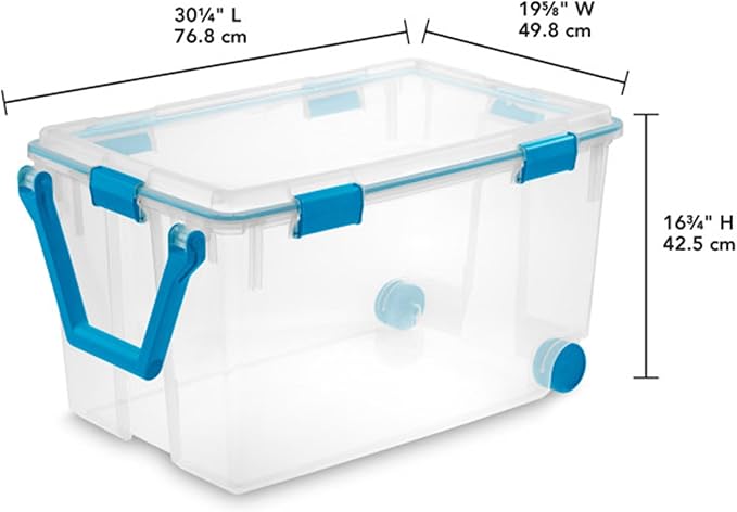 Sterilite 12-Pack Gasket Box, Weather-Resistant Storage Bins with Latching Lids, 120 Quart - Heavy-Duty Organizing Containers for Closet, Bathroom, and Office