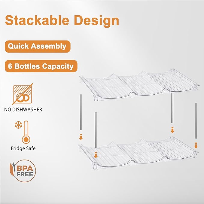 HOMECOR Water Bottle Organizer for Stanley 40 oz Tumbler - Large Stackable Water Bottle Holder for Cabinet, Pantry Kitchen Organizers and Storage for Stanley Cup Accessories, Tumbler Storage Organizer