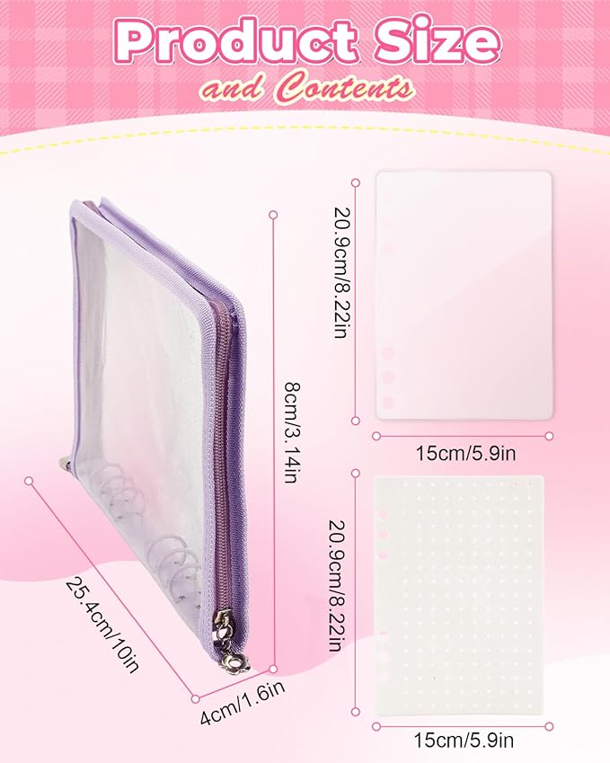 UCEC Enamel Pin Display Book & 50 PCS Pin Backs, A5 Album Pin Collection Binder for Brooch Pins, Purple 6-Page Zippered Pinfolio Trading Organizer, Enamel Pin Storage Display Book, Collectors Album
