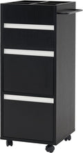 BarberPub Salon Trolley with Drawers Barber Cart Storage Cabinet Beauty Organizer Spa Equipment 2039 (Black)