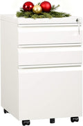 DEVAISE 3-Drawer Mobile File Cabinet (Under Office Desk), Assembled Except Casters, Fits Letter/Standard Sizes, White
