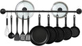 Pan Pot Lid Utensil Hanger Rack For Kitchen Organizer Wall Mounted Industrial Pipe Hanging Kitchen Storage Rack Pots Lids Pans Utensils Mugs Wall Holder With 10 Hooks
