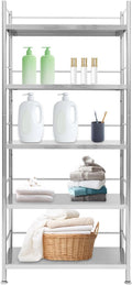 5-Tier Adjustable Rack Storage,28" L x 10" W x 63" H Stainless Steel Shelving Organizer,Heave Duty Shelf Storage Unit Up to 22lb Each Shelf for Kitchen&Garage