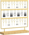 Earring Holder Organizer,Pierced Large Earrings Display Stand For Selling,Small Stud Earring Organizer Rack,Hoop Earring Storage Hanger Tree (Golden, 3 tier)