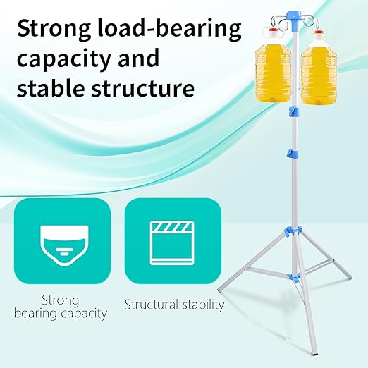 Lefeke IV Pole Portable for Traveling, Adjustable IV Stand with Hooks, Medical IV Drip Infusion Bag Holder, IV Fluids Floor Stand (White)