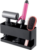 MyGift Hair Tool Organizer, 3-in-1 Metal Hair Dryer Holder, Wall Mounted Blow Dryer Holder, Black Bathroom Organizer for Curling Irons, Hair Straighteners, Hair Brush Holder and Hot Tools