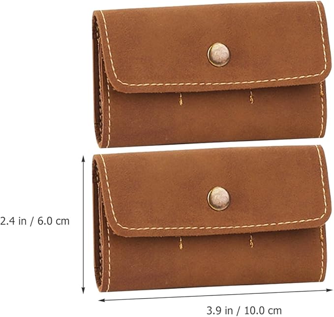 DOITOOL 2pcs Retro PU Memory Card Case Holder Organizer Secure Snap Closure Protective Storage Box for Cards Travel-Friendly Brown (2pcs)