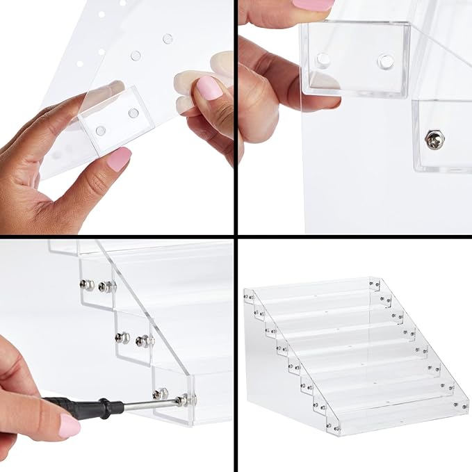 Okuna Outpost 8-Tier Acrylic Nail Polish Rack - 96-Bottle Nail Polish Organizer - Essential Oil Organizer & Paint Storage - 2.5mm Acrylic Tiered Display Stand - 12.75 x 12.5 x 9.25 in