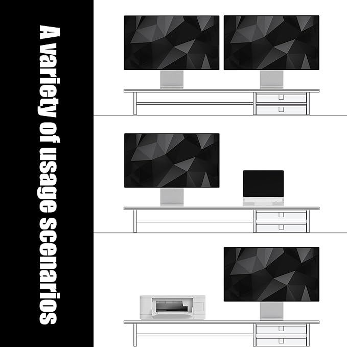 Dual‑Tier Monitor Stand Riser with Drawers, Desktop Organizer Shelf Storage for Computer Screen 2 Monitors, Supports for PC Computer Monitor, Printer, Heavy TV Riser Brown and Black