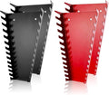 ALOANES 52-Slot Metal Wrench Organizer, Heavy Duty Wrench Organizer Tray for Tool Box, Fit SAE & Metric Wrench Storage, 4 Pack Wrench Holders(Red&Black)