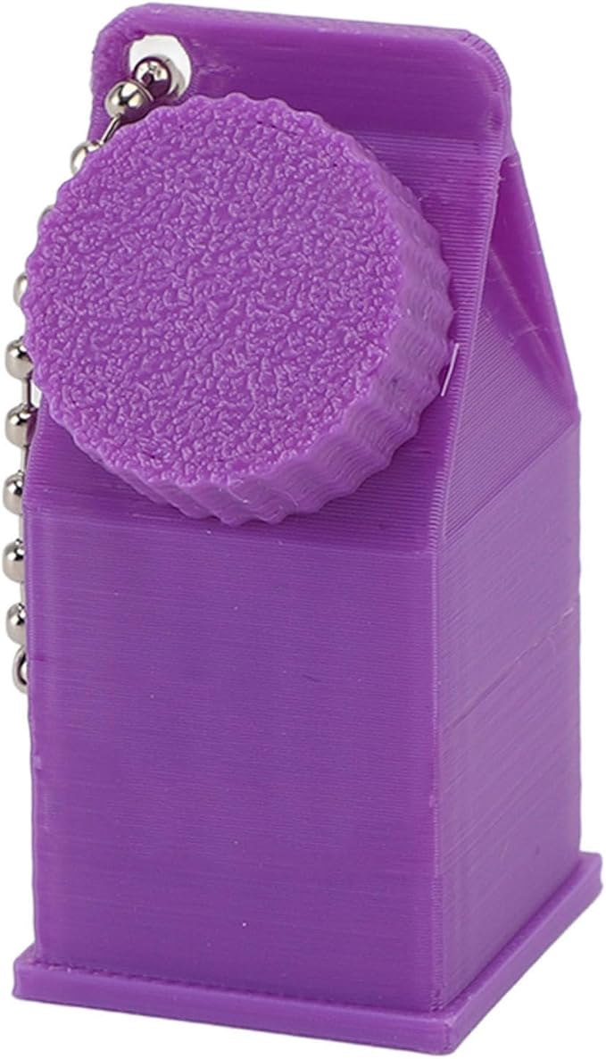 TOPINCN Milk Carton Box Keychain,Tolerant Holder Milk Carton Keychain Holder Mini Lactose Intolerance Pills Case Keychain Container (Purple)
