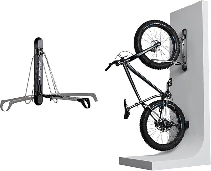 Steadyrack Bike Rack for Fat Bikes - The Original Wall Mounted Vertical Bike Storage - Fits Fat Tires - Space Saving Pivot Design - Heavy-Duty Steel Rack for Indoor Garage, Apartment or Home Use