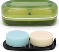 Shampoo Bar Holder Travel Case for Two Bars – Compatible with Kitsch Solid Shampoo & Conditioner Bars, Large Soap Container for Bathroom or Travel (Green Style A-Large)