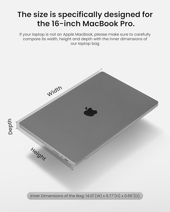 tomtoc 360° Protective Laptop Sleeve for 16-inch MacBook Pro M4/M3/M2/M1 Pro/Max A3403 A3186 A2991 A2780 A2485 A2141 2024-2019, Dell XPS 16 Laptop, Water-Resistant MacBook Case with Accessory Pocket