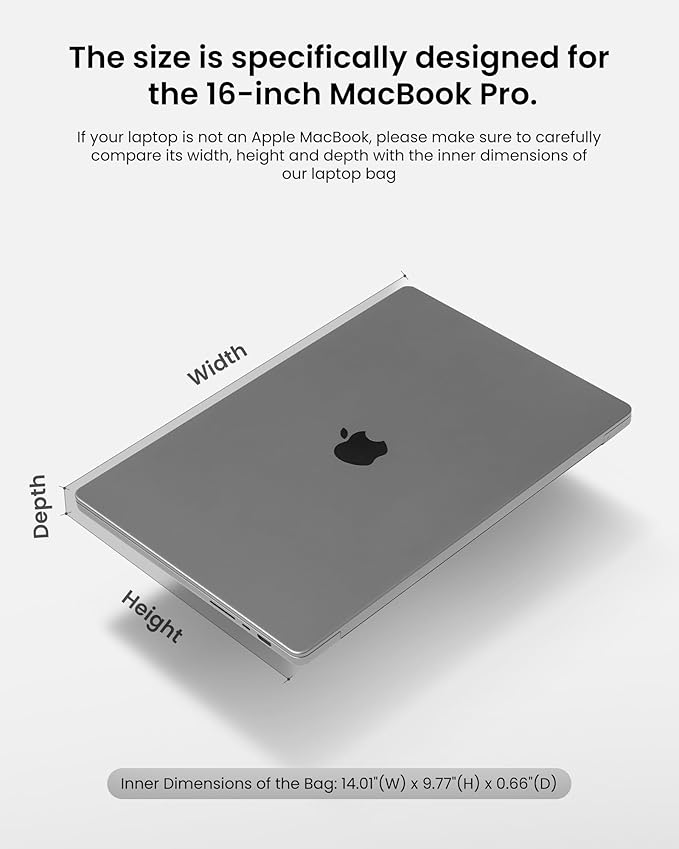 tomtoc 360° Protective Laptop Sleeve for 16-inch MacBook Pro M4/M3/M2/M1 Pro/Max A3403 A3186 A2991 A2780 A2485 A2141 2024-2019, Dell XPS 16 Laptop, Water-Resistant MacBook Case with Accessory Pocket