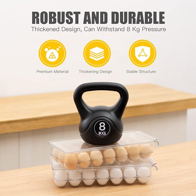 cutesun Egg Holder for Fridge, egg container for refrigerator, 2 Pack Egg Tray for Refrigerator with Lid, Plastic Container for Organizer Bins Holds 42 Eggs (2Packs, 42)