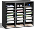 VEVOR Literature Organizer, 24 Compartments Office Mailbox with Adjustable Shelves, Wooden Mailbox Sorter Medium Density Fiberboard Office Home Classroom Storage for Files, Documents, Papers, Grey