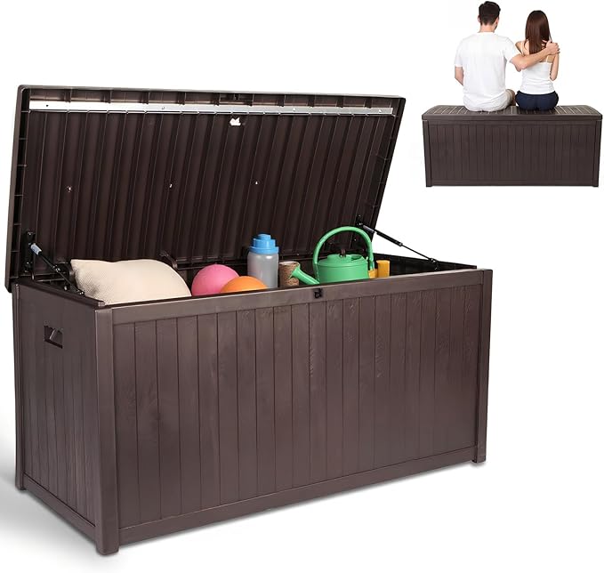 Large Outdoor Storage Box - Outside Storage Box Container Waterproof for Furniture Outdoor Cushions Garden Tools