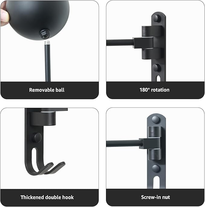 Metal Motorcycle Helmet Holder (2 Pack), 180° Rotating Wall Mounted Helmet Rack with Double Hooks, Helmet Hanger Easy Storage for Helmet, Bike Coats, Caps, Sportswear, Hats & Motorcycle Gear